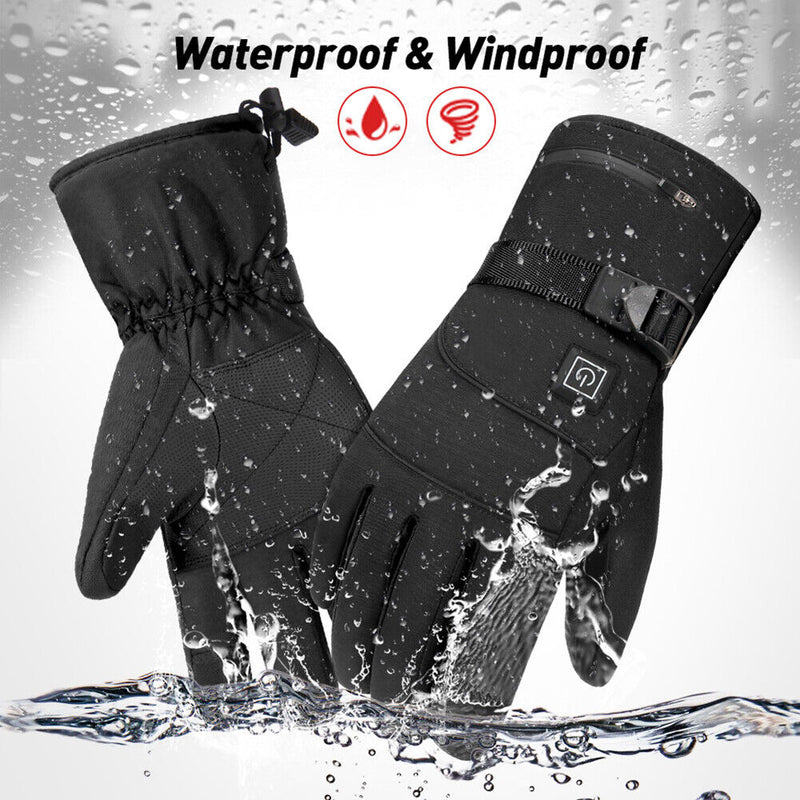 Waterproof Electric Heated Gloves Touch Screen Winter Windproof Thermal Gloves