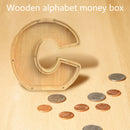 Creative Saving Box 26 English Alphabet Wooden Money Storage Box Jar (C)