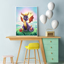 Cartoon Dinosaur DIY Full Drill Painting Round Diamond Drawing Rhinestone Gift