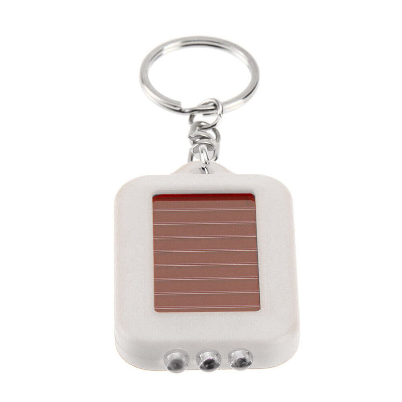 Portable Solar 3 LED Light Keychain Key Ring Outdoor Emergency Torch Flashlig