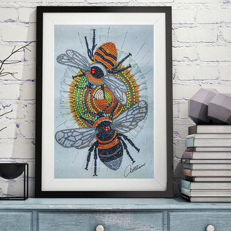 Bee 5D DIY Part Drill Crystal Diamond Painting Rhinestone Animal Drawing 30x40cm