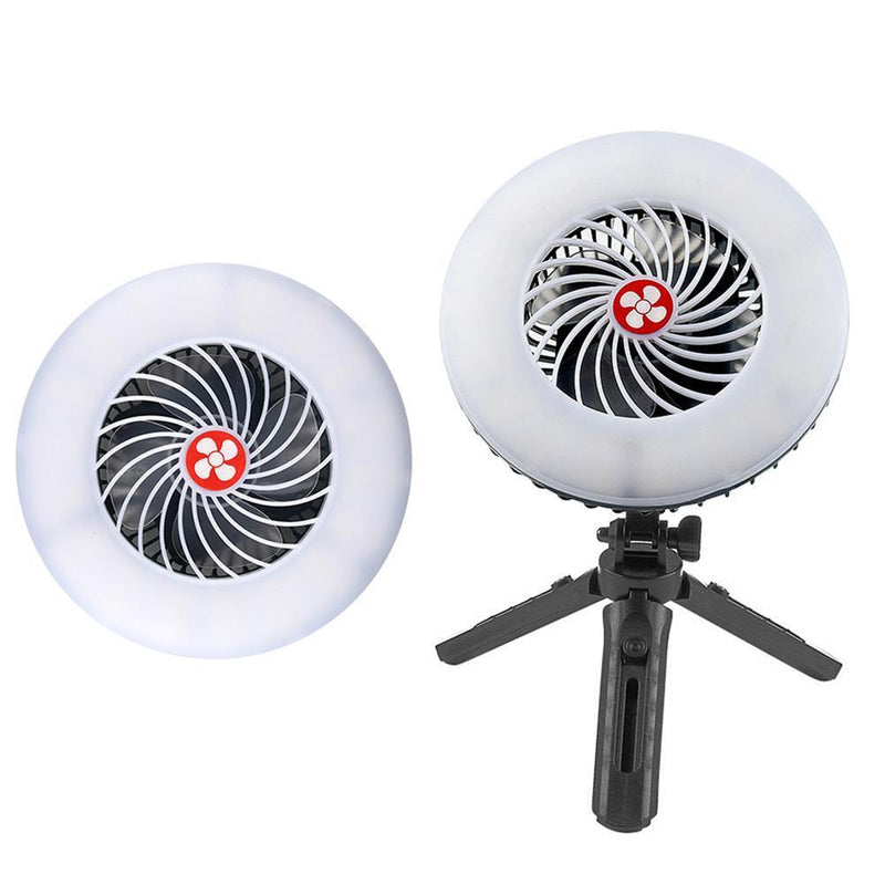 2 in 1 LED Tent Fan Rechargeable Lamp USB Charging Fan Light with Stand