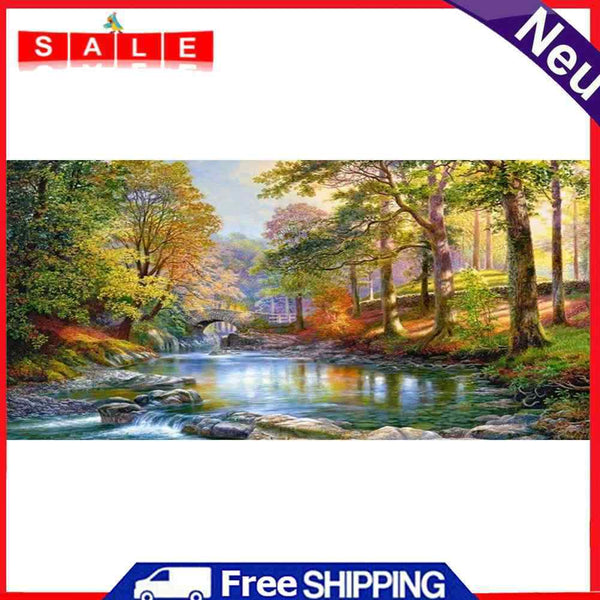 River in Forest Oil Paint By Numbers DIY Handpainted on Canvas Home Decorations