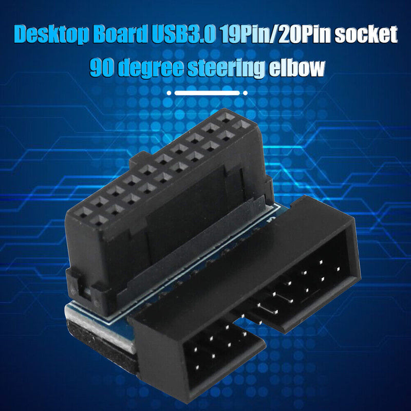 USB 3.0 20 Pin Male to Female Extension Adapter 90 Degree Angled for Motherboard