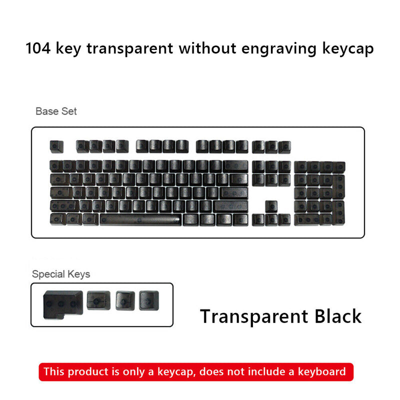 104pcs Transparent Mechanical Keyboard Keycaps Computer Key Cap Set (Black)