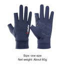 1 Pair Fishing Gloves Anti-slip 2 Fingers Cut Ice Silk Hand Protect (Blue) Newly