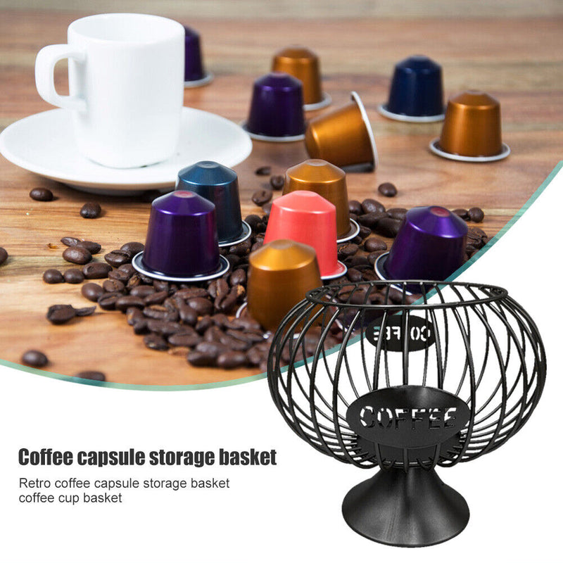 Wrought Iron Coffee Cup Organizer Coffee Capsule Pod Display Rack (Black) Newly