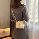 Women Beach Straw Bags Flower Drawstring Woven Bucket Crossbody Shoulder Pouch