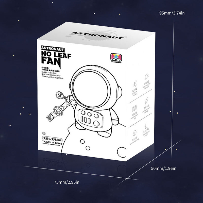 Mini Astronaut Fan USB Rechargeable Portable Bladeless Fan (Light Blue)
