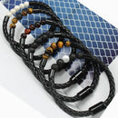 Jewelry Reiki Beads Magnetic Buckle Braided Bangle 8mm Lava Stone Mens Bracelet