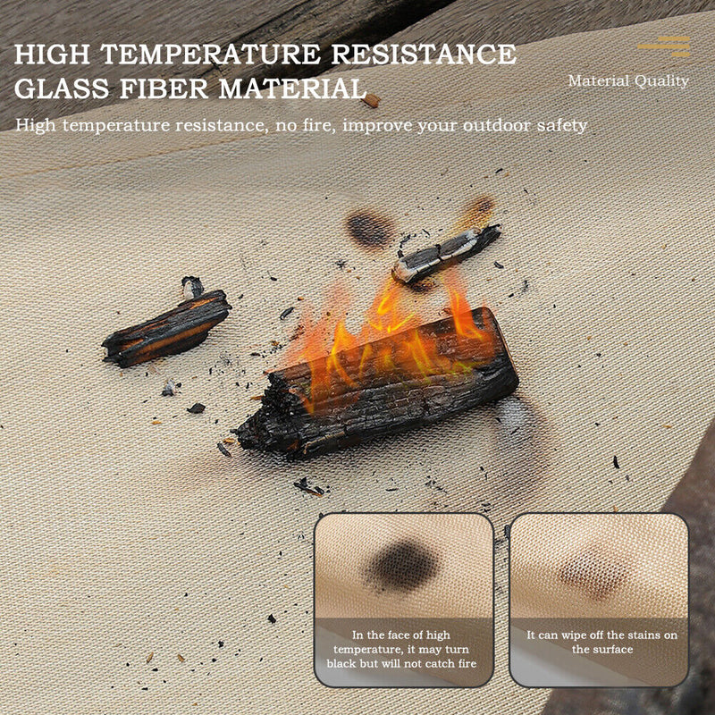 Fiberglass Fire Pit Mat Camping Stove Grill Ember Mat for Patio Deck Grass
