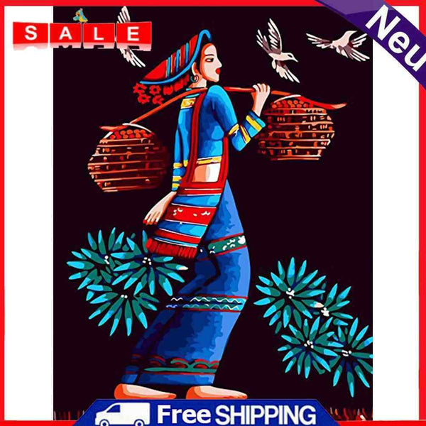 Ethnic girl 40x50cm Oil Paint By Numbers Picture DIY
