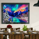 Northern Light Wolf Full Round Diamond Painting Kits 5D DIY Animal Art Picture