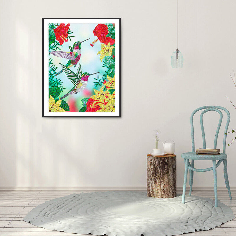 5D Bird Flower Mosaic Diamond Painting Drawing Partial Special Shape Drill Craft