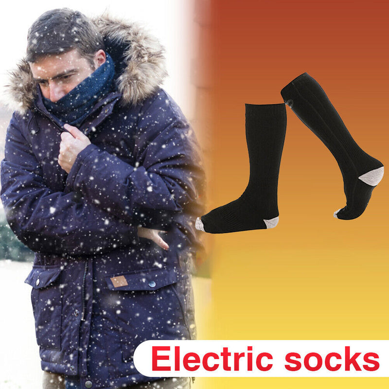 2pcs Electric Heating Socks Foot Warmer Stockings (Black 4500mAh Battery) Newly