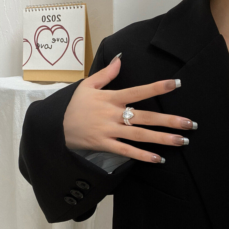 With Crystal Double Layer Popular Accessories Aadjustable Ring Jewelry