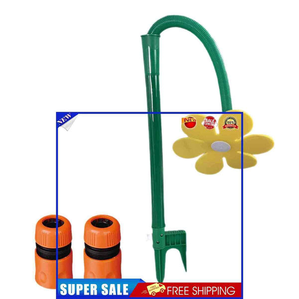 Flower Shaped Dancing Sprinklers Funny Lawn Watering with 2pcs Adapter (Yel