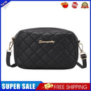 Women PU Leather Thread Crossbody Bag Diamond Lattice Messenger Bag (Black)