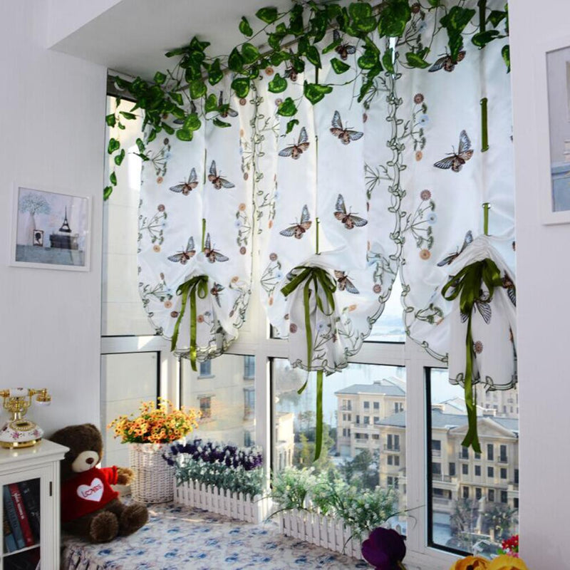 Butterfly Pastoral Tulle Window Screen Roman Curtain Embroidery sch