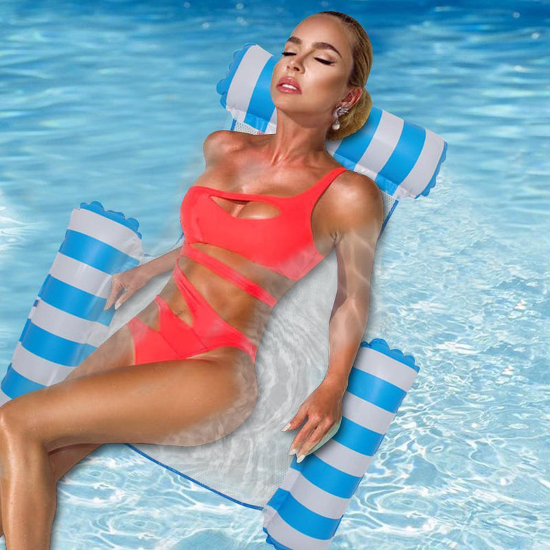 PVC Water Hammock Float Lounger Pool Inflatable Recliner Chair (Light Blue)