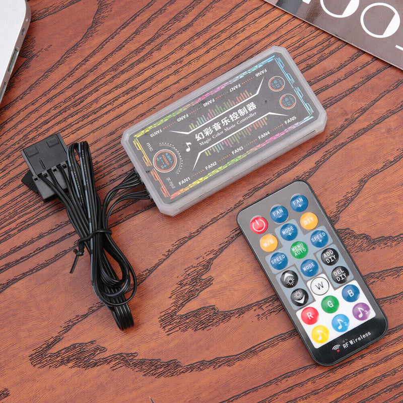 10-Port RGB Cooling Fan Remote Control Brightness Adjustable Music Controller