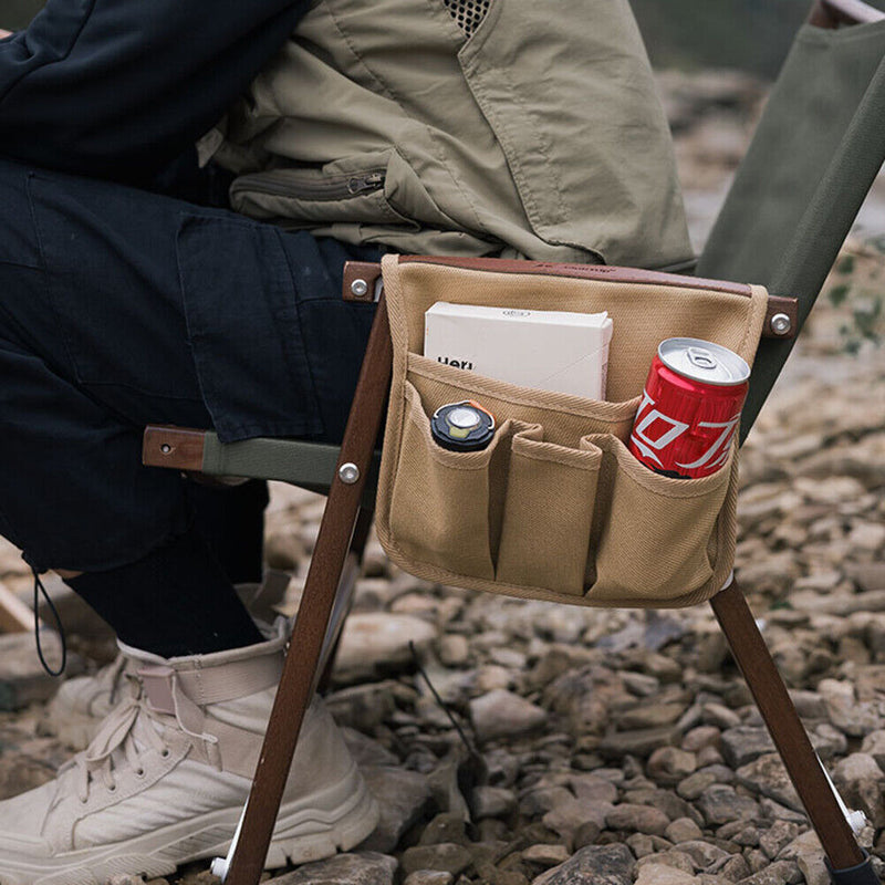 ShineTrip Camping Chair Side Bag Canvas Kermit Chair Armrest Storage Bags Pou
