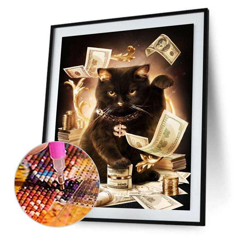 Full Drill Money Cat Tree 5D Diamond DIY Painting Craft Home Decor Newly
