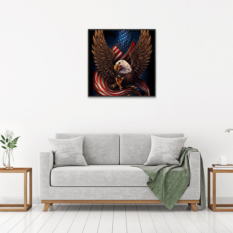 5D DIY Full Drill Diamond Painting Eagle Flag Cross Stitch Embroidery Kit Newly