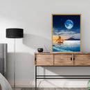 Moon and Ship Oil Paint By Numbers Kits Canvas Drawing DIY Coloring Picture Sets