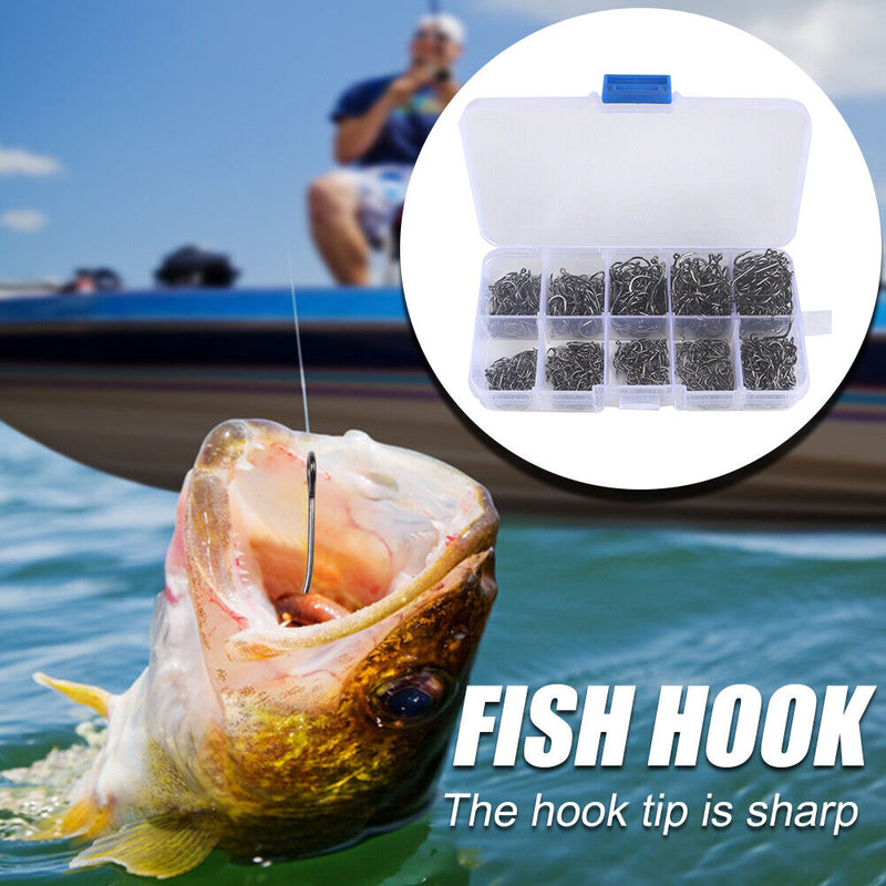 Mixed Sizes Fishing Hooks Set High Carbon Steel Sharp Barbed Hook (1000pcs)