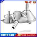 3x Mini Stainless Steel Oil Liquid Dispenser Kitchen Funnel+Cleaning Brush