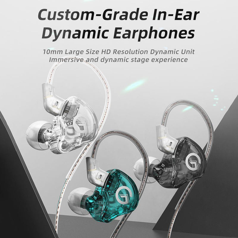 GK G1 Wired Earphone Dynamic HIFI Noise Cancelling Earbuds (Cyan With Mic)