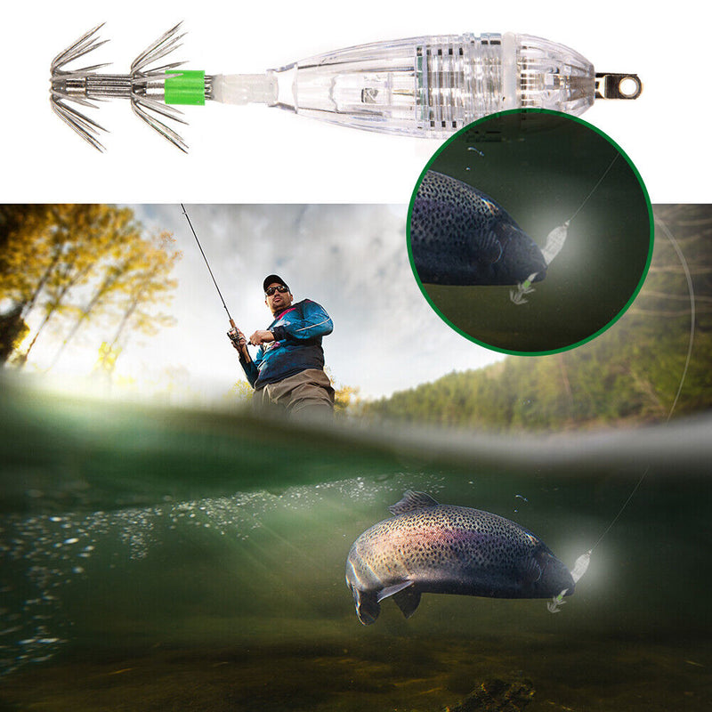 LED Deep Drop Light Button Battery Powered Fishing Lure Squid Hook Fishing Light