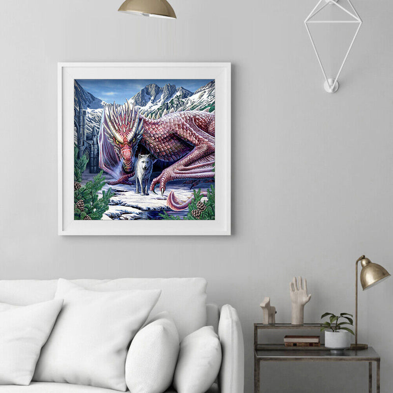 Pterodactyl and Wolf Diamond Painting 5D DIY Full Round Drill Rhinestone