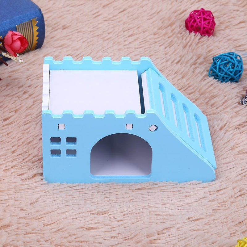 Hamster Staircase Villa Sleeping House Bear Pet Nest Log Cabinet(Blue) Newly