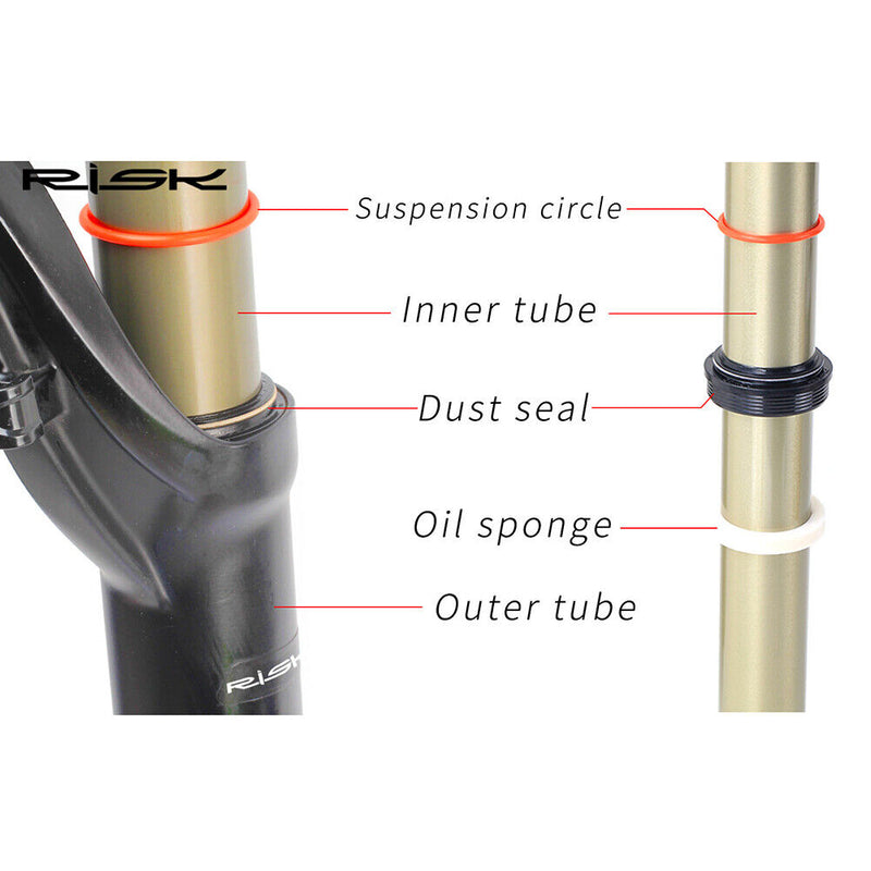 RISK Mountain Bike Front Fork Oil Sponge Dust Oil Sealed Foam Ring Kit (A)
