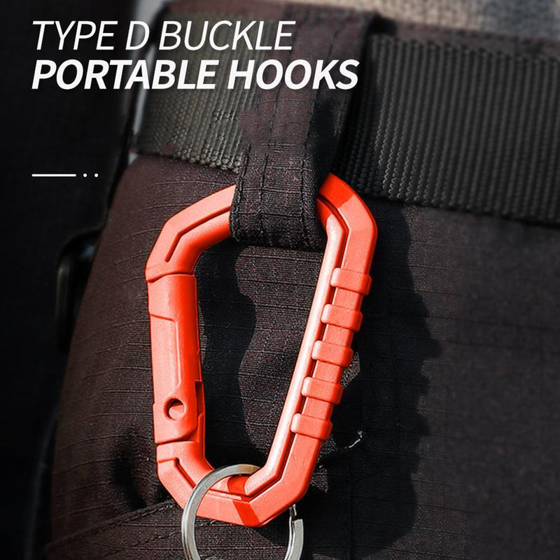 5pcs Outdoor Carabiner Molle Buckle Keychain Hook Camping D Buckle (Orange)