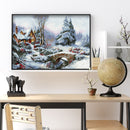 Full Embroidery DIY Canvas Craft Stamped 11CT Cross Stitch Snow Scene Art Kit