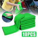 10pcs Green Microfiber Towel Car Cleaning Wash Drying Detailing Cloth No Scratch