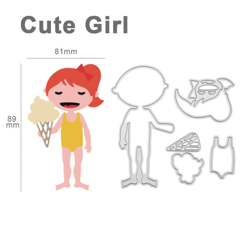 4pcs DIY Cute Girl Metal Cutting Die Scrapbook Emboss Stencils Crafts Decor-2054