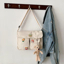 Women Preppy Style Multi Pocket Shoulder Bag Solid Color Casual Satchel Bag
