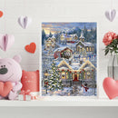 5D DIY Full Drill Round Shape Christmas Village Rhinestone Diamond Drawing Kit