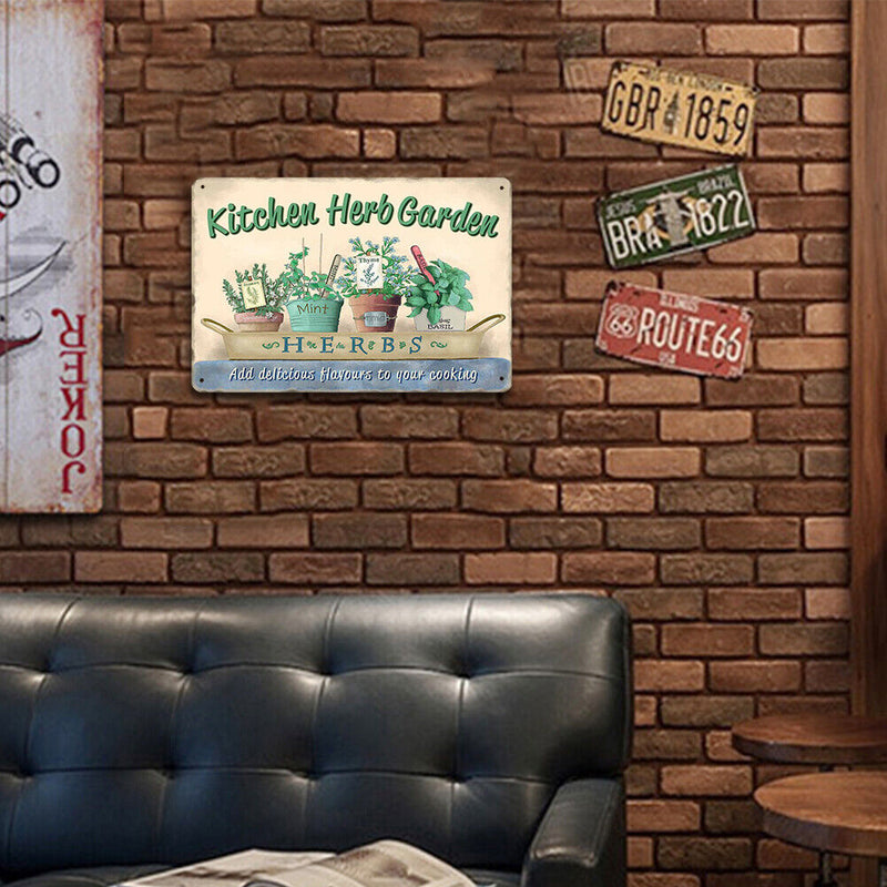 Kitchen Herbs Retro Metal Plate Tin Sign Poster for Bar Pub Iron Painting