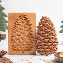 Wooden Cookie Mold Flower Pine Cone Shape Carved Stamp for Biscuit Baking Too