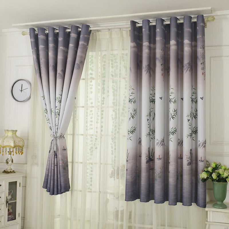 Pastoral Printed Blackout Curtains Window Blinds Drapes Living Room Decor