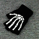 Gothic Knitted Black with White Skeleton Bones Fingerless Punk~ Gloves Sale T7T0