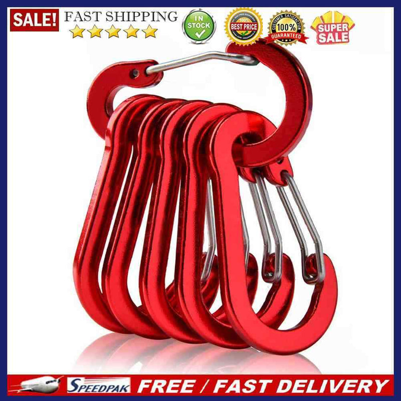 6pcs Carabiner Clips Outdoor Camping Aluminum Alloy Quick Mountaineering Buck