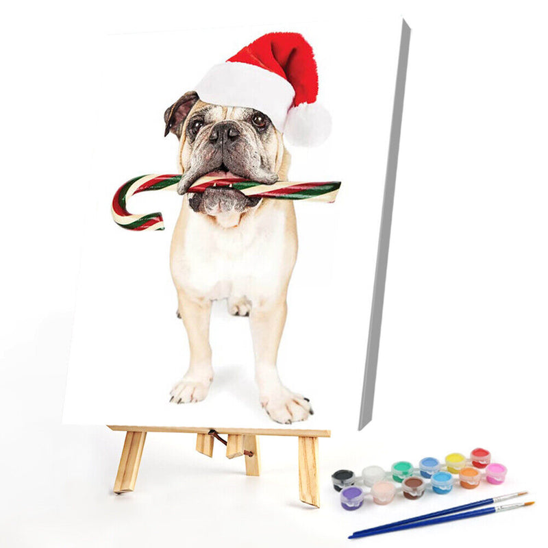Christmas Puppy Oil Paint By Numbers DIY Coloring Picture for Adults Children