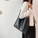 Fashion Women PU Solid Color Shoulder Shopping Bag Large Capacity Tote Handbags