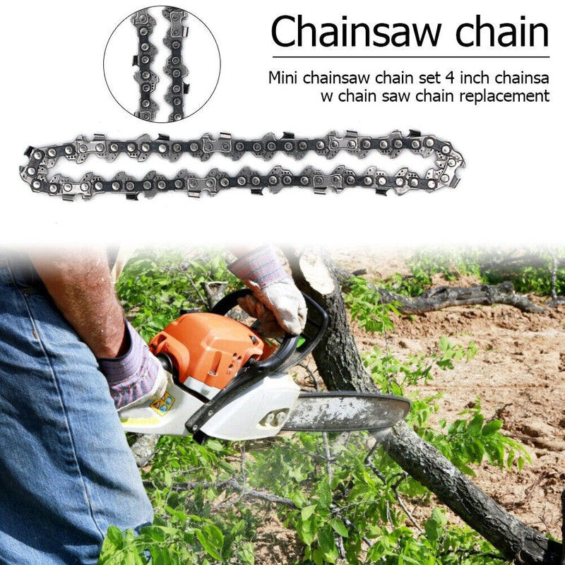 Mini 4 inch Chainsaw Chain Kit Portable Replacement Saw Mill Chain (3pcs) Newly
